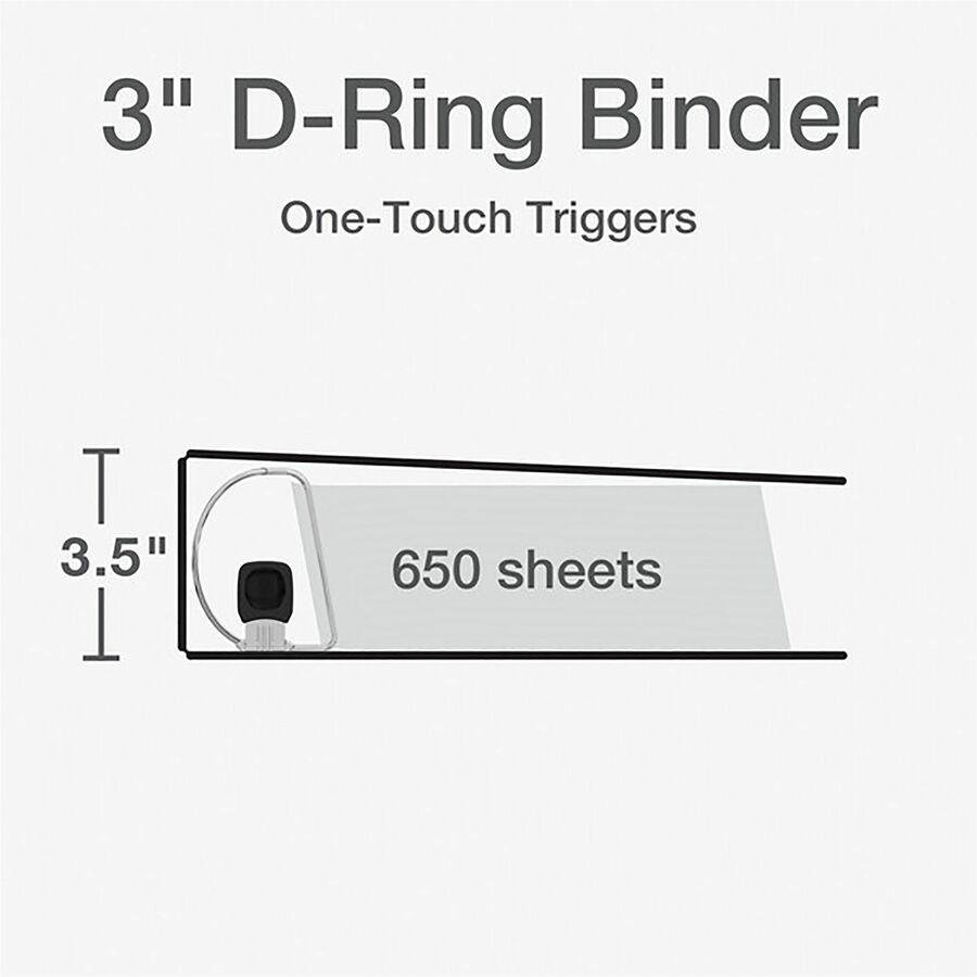 Cardinal® Premier ONE-TOUCH® Easy Open® Locking Slant-D® Rings Binder - 3" Binder Capacity - Letter - 8 1/2" x 11" Sheet