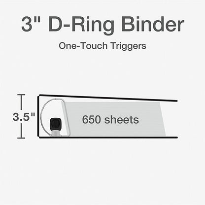 Cardinal® Premier ONE-TOUCH® Easy Open® Locking Slant-D® Rings Binder - 3" Binder Capacity - Letter - 8 1/2" x 11" Sheet