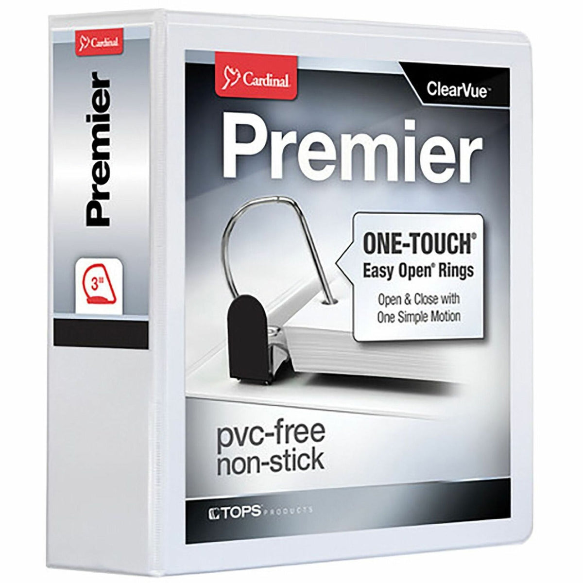 Cardinal® Premier ONE-TOUCH® Easy Open® Locking Slant-D® Rings Binder - 3" Binder Capacity - Letter - 8 1/2" x 11" Sheet