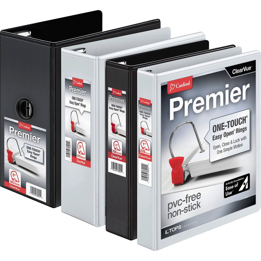 Cardinal® Premier ONE-TOUCH® Easy Open® Locking Slant-D® Rings Binder - 5" Binder Capacity - Letter - 8 1/2" x 11" Sheet