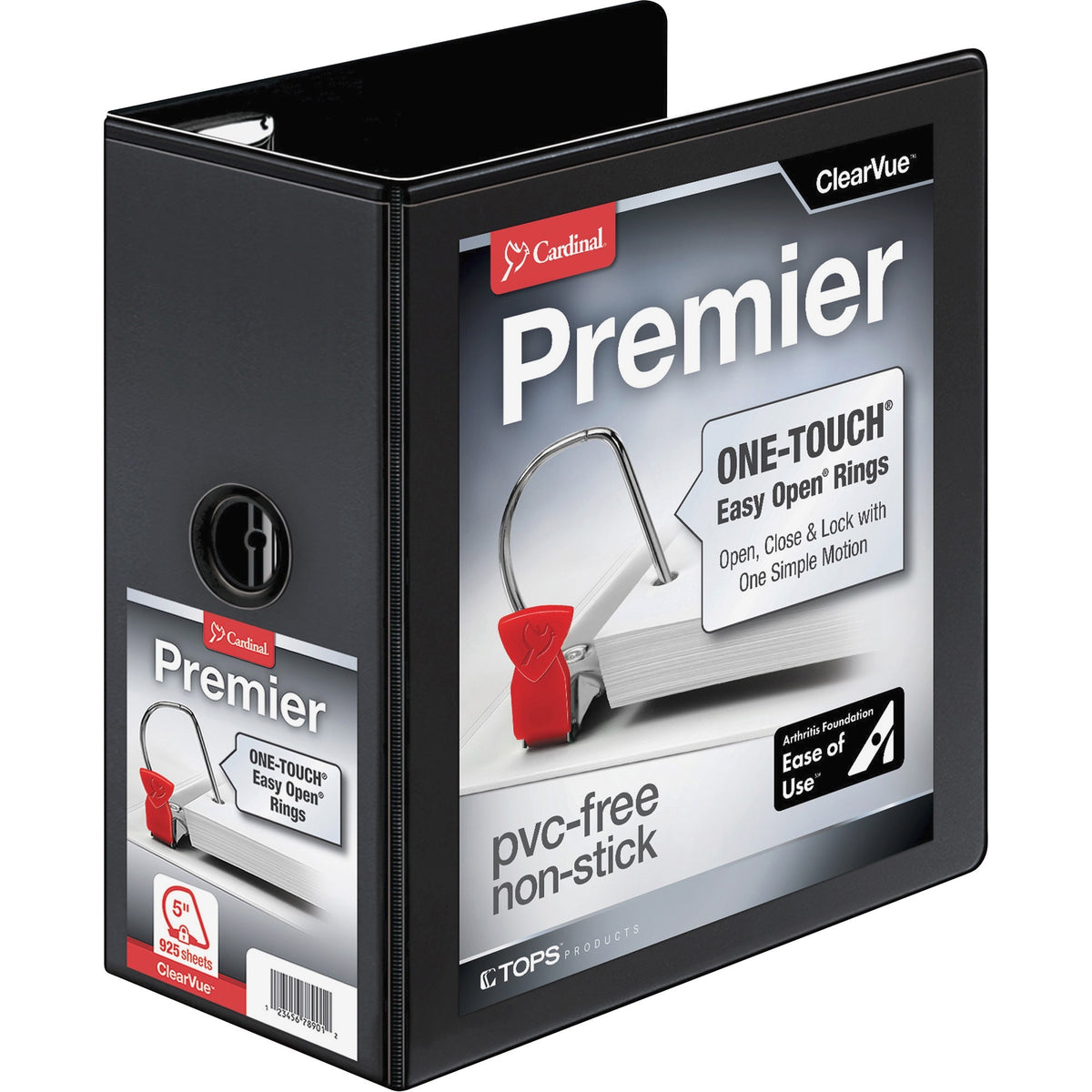 Cardinal® Premier ONE-TOUCH® Easy Open® Locking Slant-D® Rings Binder - 5" Binder Capacity - Letter - 8 1/2" x 11" Sheet