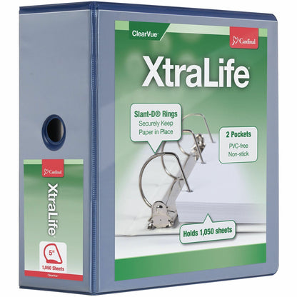 Cardinal® Xtralife ClearVue Locking Slant-D Binder - 5" Binder Capacity - Letter - 8 1/2" x 11" Sheet Size - 1100 Sheet 