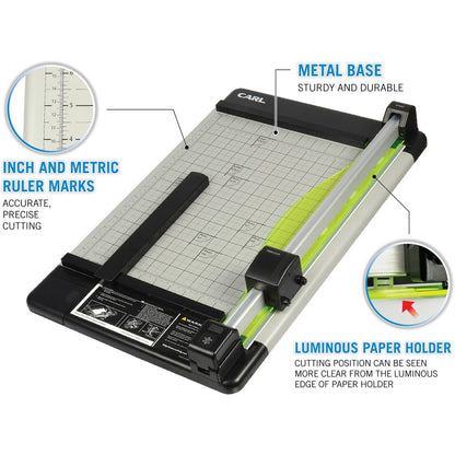 CARL Heavy-Duty 15" Paper Trimmer - 36 Sheet Cutting Capacity - 1 Carbide Blade - 15" Cutting Length - 0.7" Height x 14"