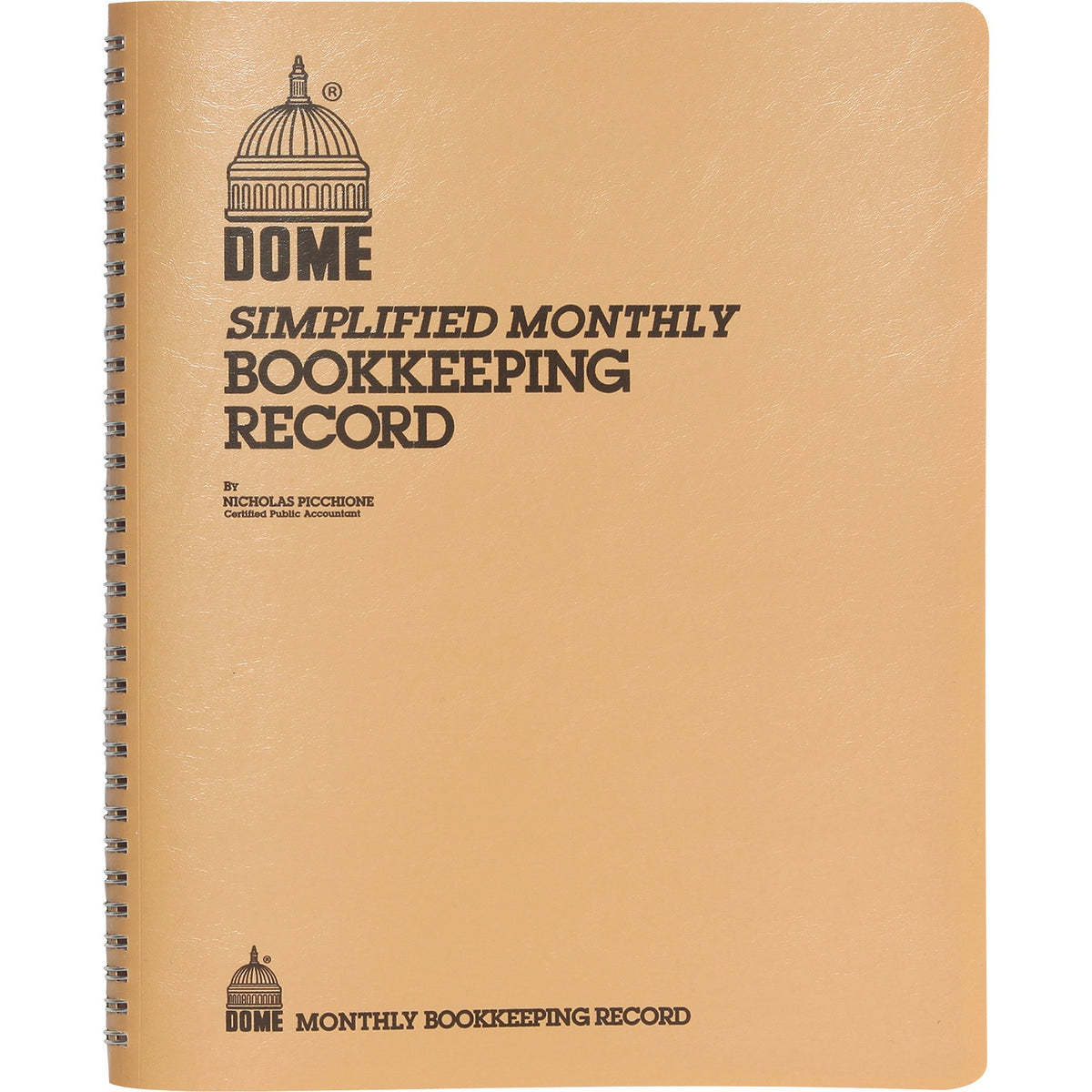Dome Bookkeeping Record Book - 128 Sheet(s) - Wire Bound - 8.75" x 11.25" Sheet Size - White Sheet(s) - Beige Cover - Re