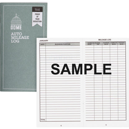Dome Auto Mileage Log - 32 Sheet(s) - 3.25" x 6.25" Sheet Size - Gray - White Sheet(s) - Gray Print Color - Recycled - 1