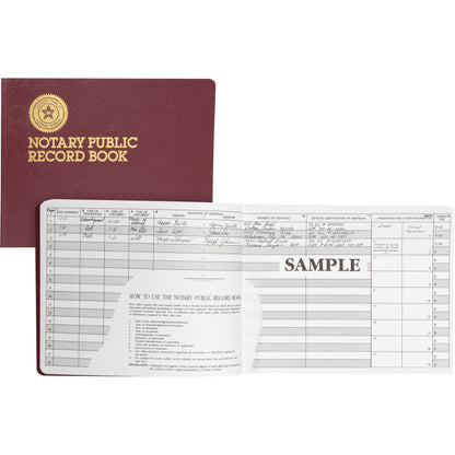 Dome Notary Public Book - 64 Sheet(s) - Thread Sewn - 10.50" x 8.25" Sheet Size - 10 Columns per Sheet - Burgundy - Whit