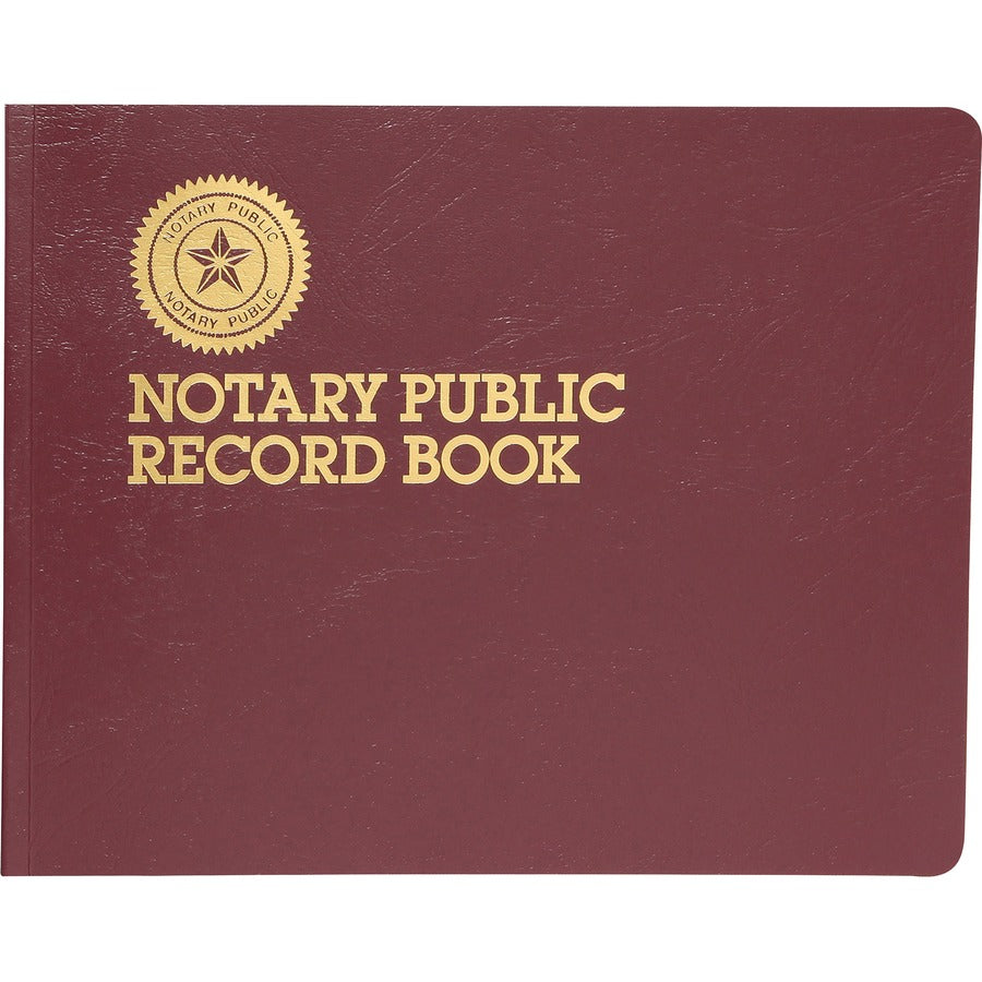 Dome Notary Public Book - 64 Sheet(s) - Thread Sewn - 10.50" x 8.25" Sheet Size - 10 Columns per Sheet - Burgundy - Whit