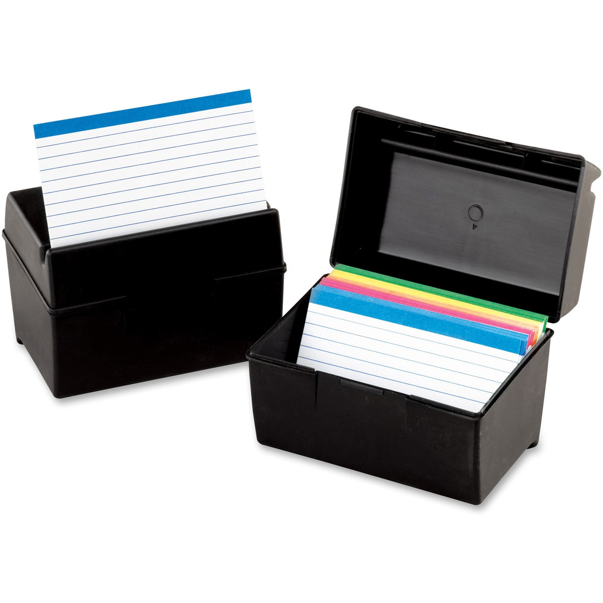 Oxford Plastic Index Card Boxes with Lids - External Dimensions: 8" Width x 5" Height - 400 x Card - Flip Top Closure - 