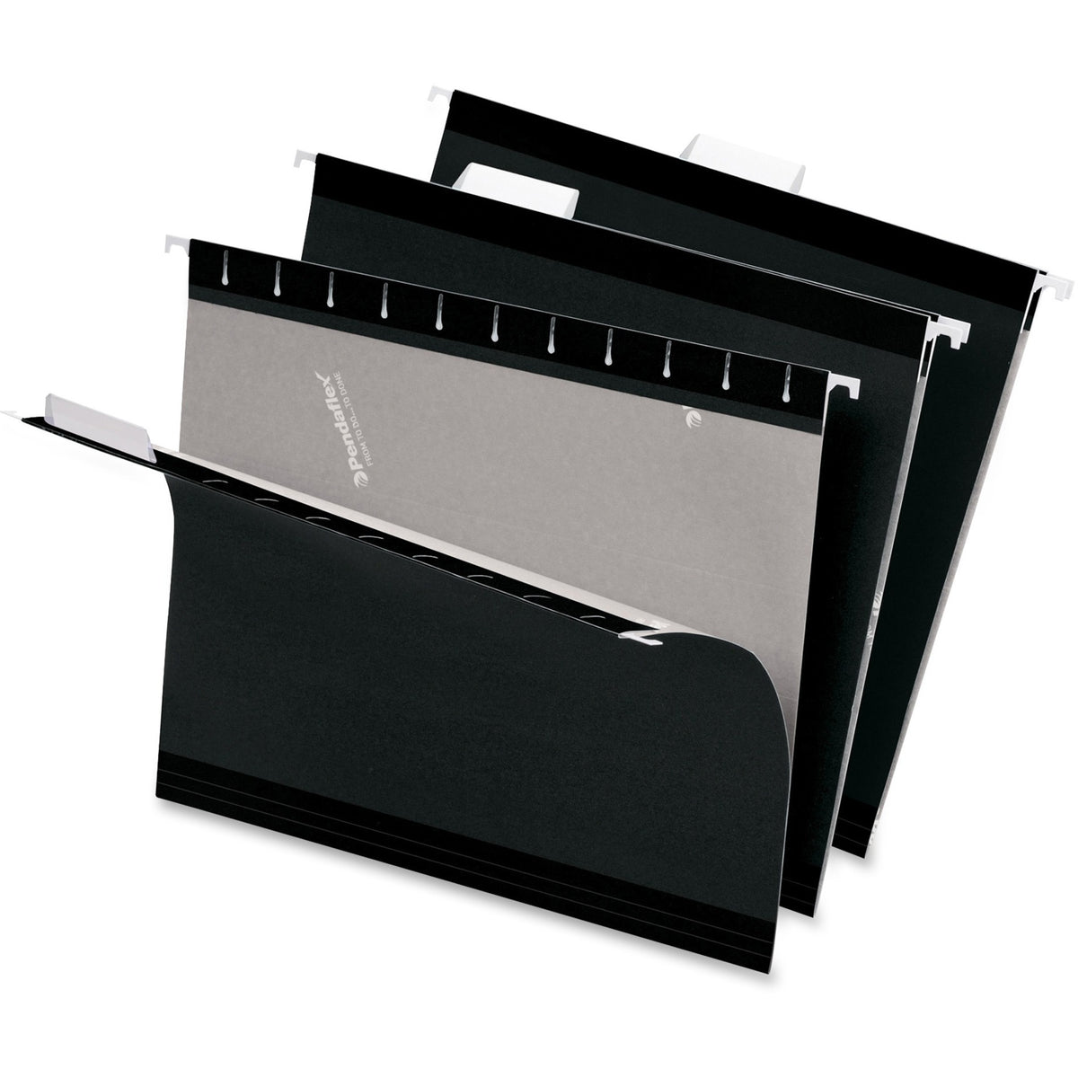 Pendaflex 1/5 Tab Cut Letter Hanging Folder - 8 1/2" x 11" - Black - Reinforced - 10% Recycled - 25 / Box