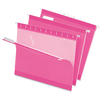 Pendaflex 1/5 Tab Cut Letter Hanging Folder - 8 1/2" x 11" - Pink - Reinforced - 10% Recycled - 25 / Box