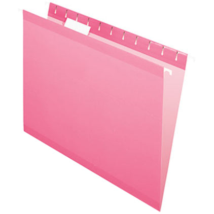 Pendaflex 1/5 Tab Cut Letter Hanging Folder - 8 1/2" x 11" - Pink - Reinforced - 10% Recycled - 25 / Box