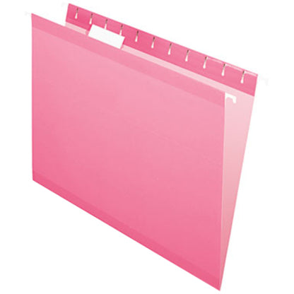 Pendaflex 1/5 Tab Cut Letter Hanging Folder - 8 1/2" x 11" - Pink - Reinforced - 10% Recycled - 25 / Box