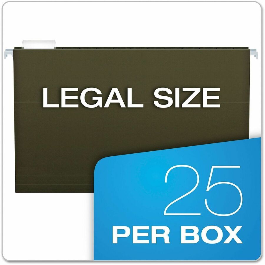 Pendaflex Legal Hanging Folder - 4" Folder Capacity - 8 1/2" x 14" - 4" Expansion - Standard Green - 25 / Box