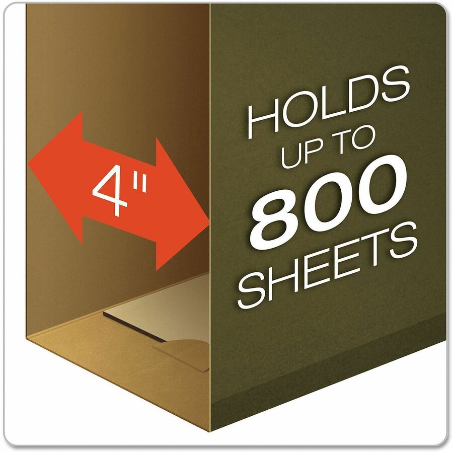 Pendaflex Legal Hanging Folder - 4" Folder Capacity - 8 1/2" x 14" - 4" Expansion - Standard Green - 25 / Box
