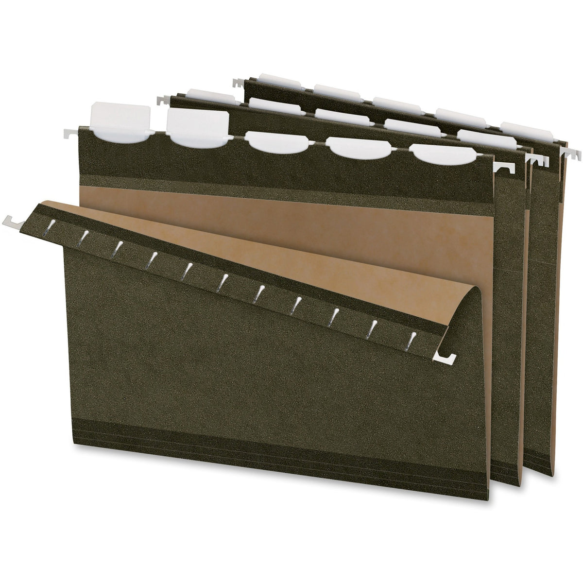 Pendaflex Ready-Tab 1/5 Tab Cut Letter Recycled Hanging Folder - 8 1/2" x 11" - Green - Reinforced - 10% Recycled - 25 /