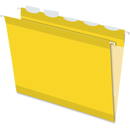 Pendaflex Ready-Tab 1/5 Tab Cut Letter Recycled Hanging Folder - 8 1/2" x 11" - Yellow - Reinforced - 10% Recycled - 25 