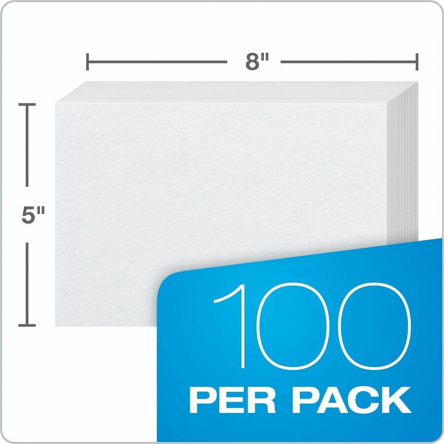 Oxford Blank Index Cards, 5" x 8" , White, 100 Per Pack - 5" x 8" - 72 lb Basis Weight - Sustainable Forestry Initiative