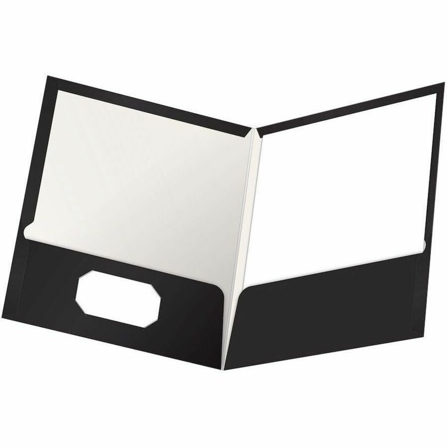 Oxford Showfolio Letter Pocket Folder - 8 1/2" x 11" - 100 Sheets Capacity - 2 Internal Pocket - Black - 25 / Box