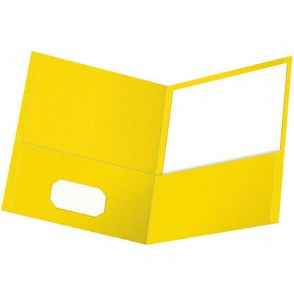 Oxford Letter Recycled Pocket Folder - 8 1/2" x 11" - 100 Sheets Capacity - 2 Internal Pocket - Paper, Leatherette - Yel