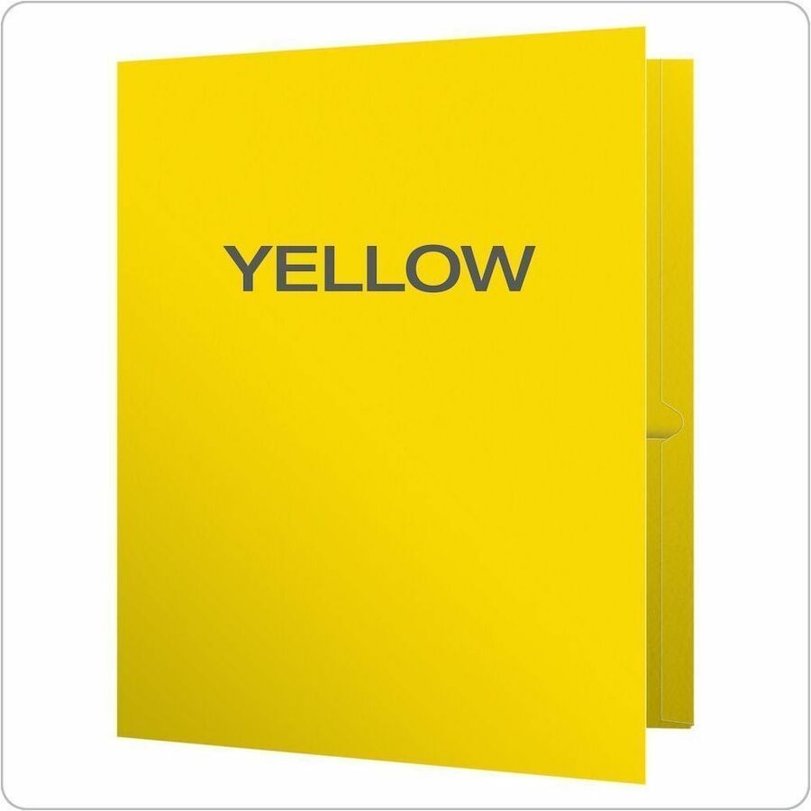 Oxford Letter Recycled Pocket Folder - 8 1/2" x 11" - 100 Sheets Capacity - 2 Internal Pocket - Paper, Leatherette - Yel