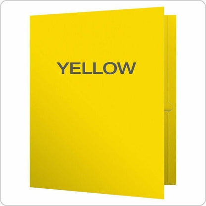 Oxford Letter Recycled Pocket Folder - 8 1/2" x 11" - 100 Sheets Capacity - 2 Internal Pocket - Paper, Leatherette - Yel