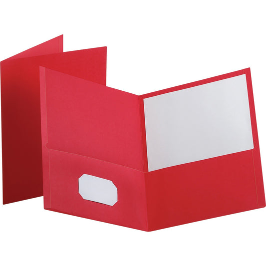 Oxford Letter Recycled Pocket Folder - 8 1/2" x 11" - 100 Sheets Capacity - 2 Internal Pocket - Leatherette - Red - Turn