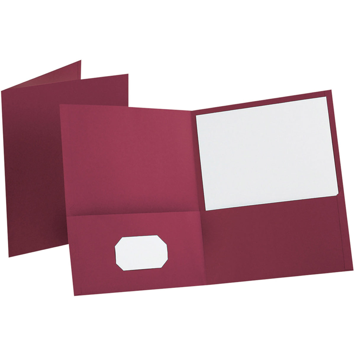 Oxford Letter Recycled Pocket Folder - 8 1/2" x 11" - 100 Sheets Capacity - 2 Internal Pocket - Leatherette - Burgundy -
