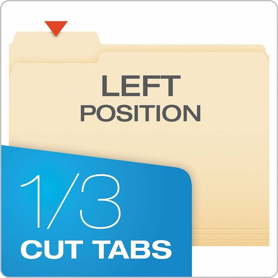 Pendaflex Essentials 1/3 Tab Cut Letter Top Tab File Folder - 8 1/2" x 11" - 3/4" Expansion - 11 pt. - 1 Plys - Manila P