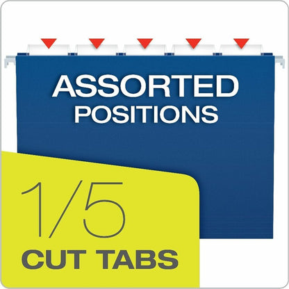 Pendaflex Essentials 1/5 Tab Cut Letter Hanging Folder - 8 1/2" x 11" - Navy Blue - 0% Recycled - 25 / Box