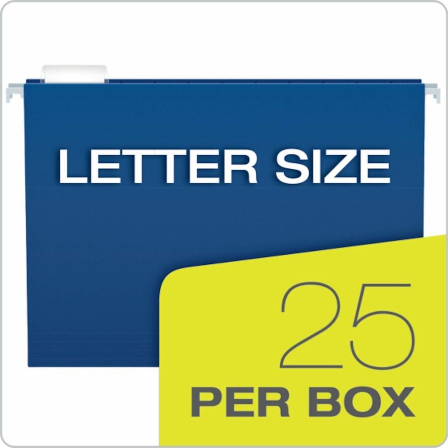 Pendaflex Essentials 1/5 Tab Cut Letter Hanging Folder - 8 1/2" x 11" - Navy Blue - 0% Recycled - 25 / Box