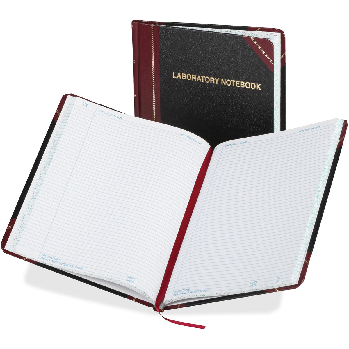 Boorum & Pease Boorum Laboratory Record Notebooks - 150 Sheets - Sewn - 8 1/8" x 10 3/8" Sheet Size - White Paper - Blac