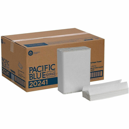 Pacific Blue Select C-Fold Paper Towels - 10.10" Width x 12.70" Length - White - 200/Pack - 12 / Carton