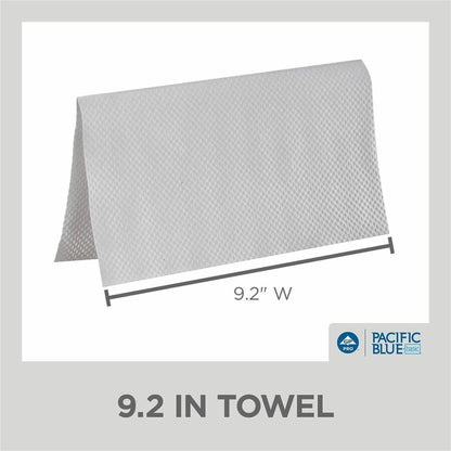 Pacific Blue Basic S-Fold Recycled Paper Towels - 9.25" Width x 10.25" Length - White - 250/Pack - 16 / Carton