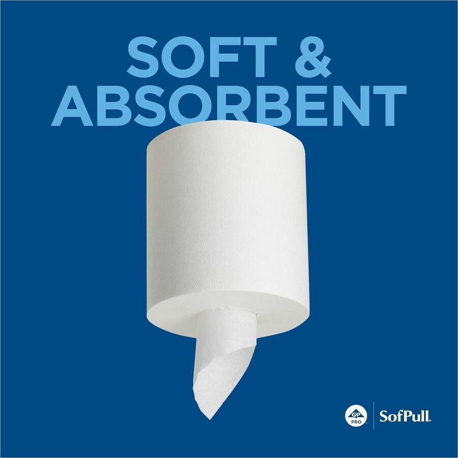 SofPull Centerpull Regular Capacity Paper Towels - 1 Ply - 15" Width x 7.80" Length - 320 Sheets/Roll - White - 6 / Cart