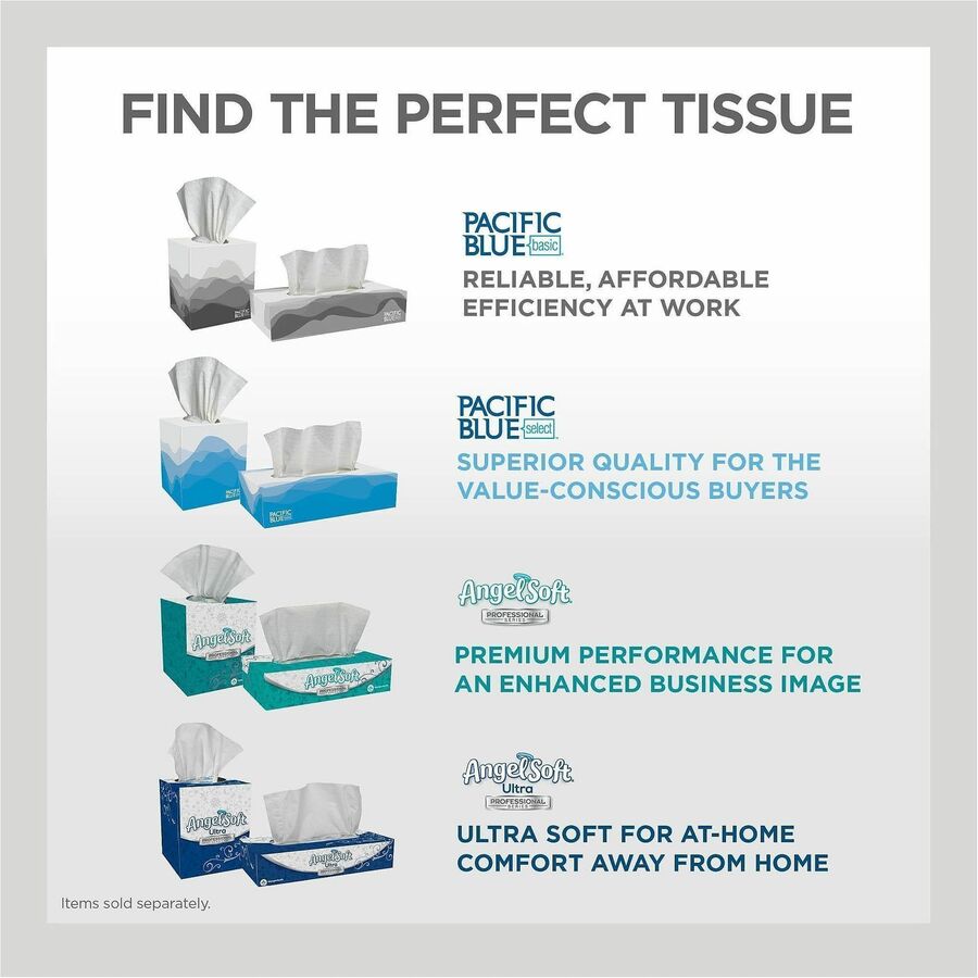 Pacific Blue Select Facial Tissue by GP Pro - Cube Box - 2 Ply - 7.65" Width x 8.85" Length - White/ - 100 / Box