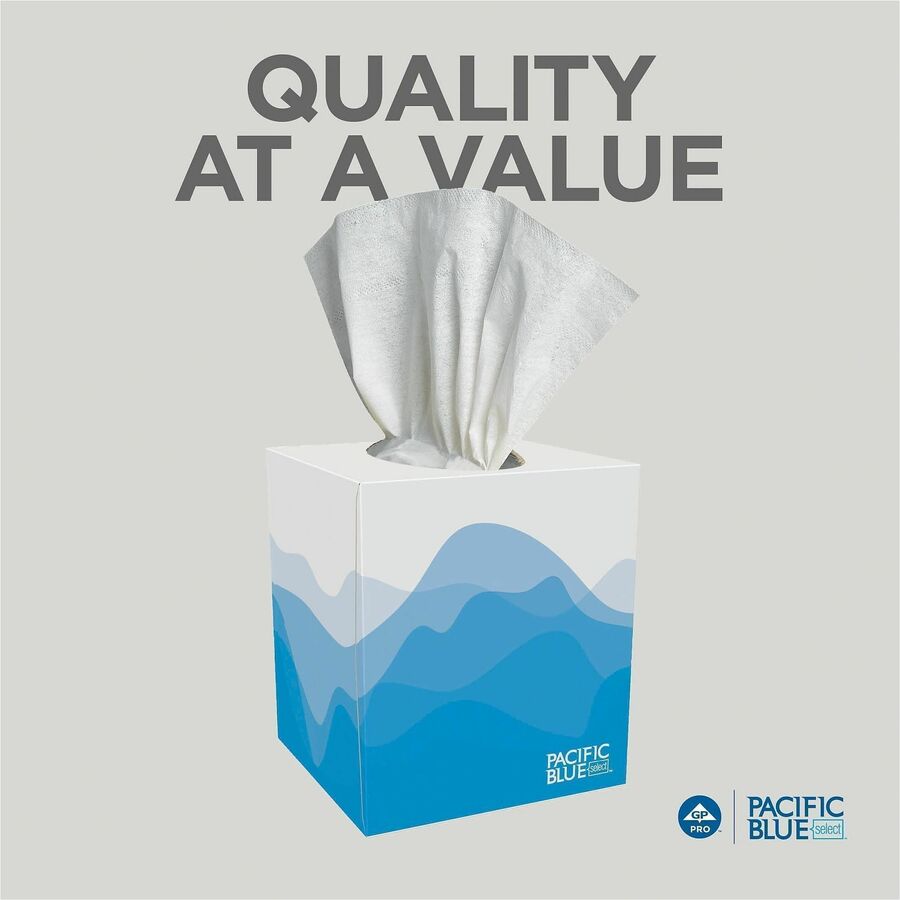 Pacific Blue Select Facial Tissue by GP Pro - Cube Box - 2 Ply - 7.65" Width x 8.85" Length - White/ - 100 / Box