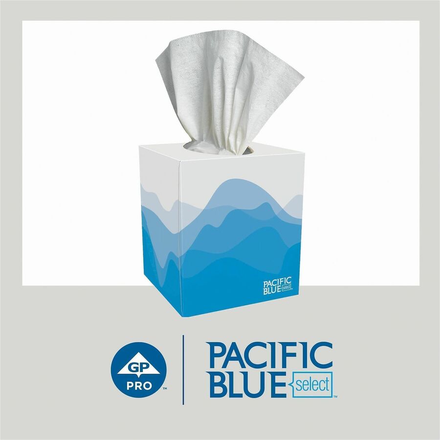 Pacific Blue Select Facial Tissue by GP Pro - Cube Box - 2 Ply - 7.65" Width x 8.85" Length - White/ - 100 / Box