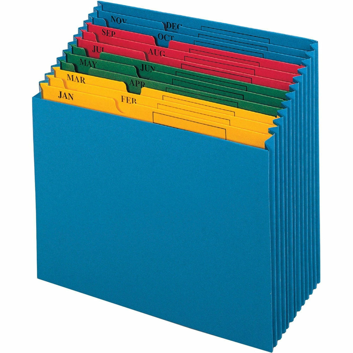 Pendaflex Recycled Expanding File - 11" x 12" - 12 Pocket - Paper, Paper - Blue - Preprinted - 10% Recycled - 1 Each