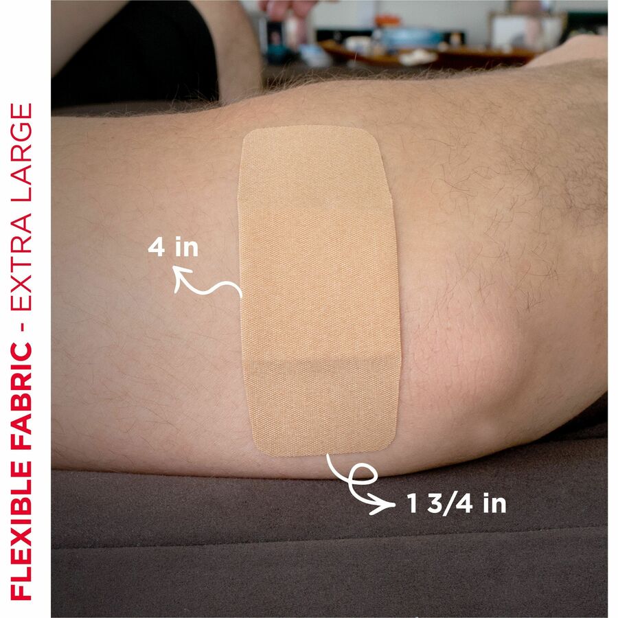 Band-Aid Flexible Fabric Adhesive Bandages - Extra Large - - 1.25" Width x 4" Length - Tan - 10 / Box