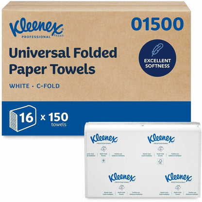 Kleenex C-Fold Towels - 10.13" Width x 13.25" Length - White - 150/Pack - 1 Carton