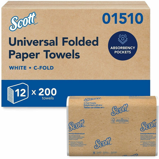 Scott® Essential C Fold Paper Towels with Fast-Drying Absorbency Pockets - 10.13" Width x 13.15" Length - White - Paper 