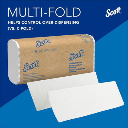 Scott® MultiFold Paper Towels - 9.20" Width x 9.40" Length - White - Paper - 250/Pack - 16 / Carton