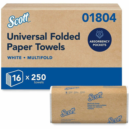 Scott® MultiFold Paper Towels - 9.20" Width x 9.40" Length - White - Paper - 250/Pack - 16 / Carton
