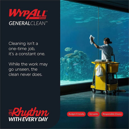 Wypall GeneralClean X60 Multi-Task Cleaning Cloths - Pop-Up Box - 8.34" Width x 16.80" Length - White - Hydroknit - 118 