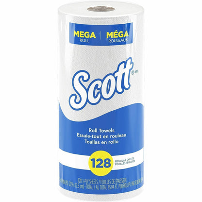 Scott® Kitchen Paper Towels with Fast-Drying Absorbency Pockets - 1 Ply - 11" Width x 8.78" Length - 128 Sheets/Roll - 2