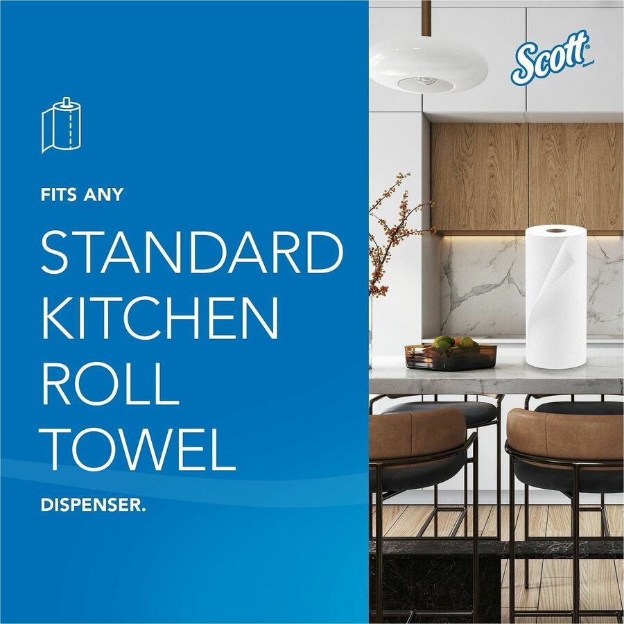 Scott® Kitchen Paper Towels with Fast-Drying Absorbency Pockets - 1 Ply - 11" Width x 8.78" Length - 128 Sheets/Roll - 2