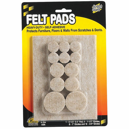 Scratch Guard Heavy-duty Felt Circle Pads - 12 Pad of 0.75" Diameter, 8 Pad of 1" Diameter, 4 Pad of 1.50" Diameter - Ci
