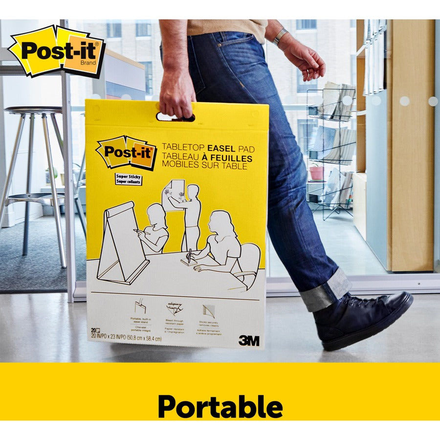 Post-it® Tabletop Easel Pads - 20 Sheets - Plain - Stapled - 18.50 lb Basis Weight - 20" x 23" Sheet Size - White Paper 