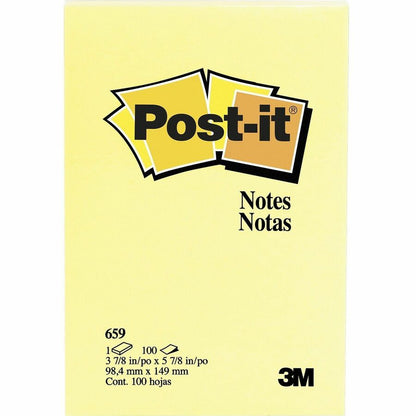 Post-it® Notes Original Notepads - 4" Flag/Note Width x 6" Flag/Note Length - Rectangle - 100 Sheets per Pad - Unruled -