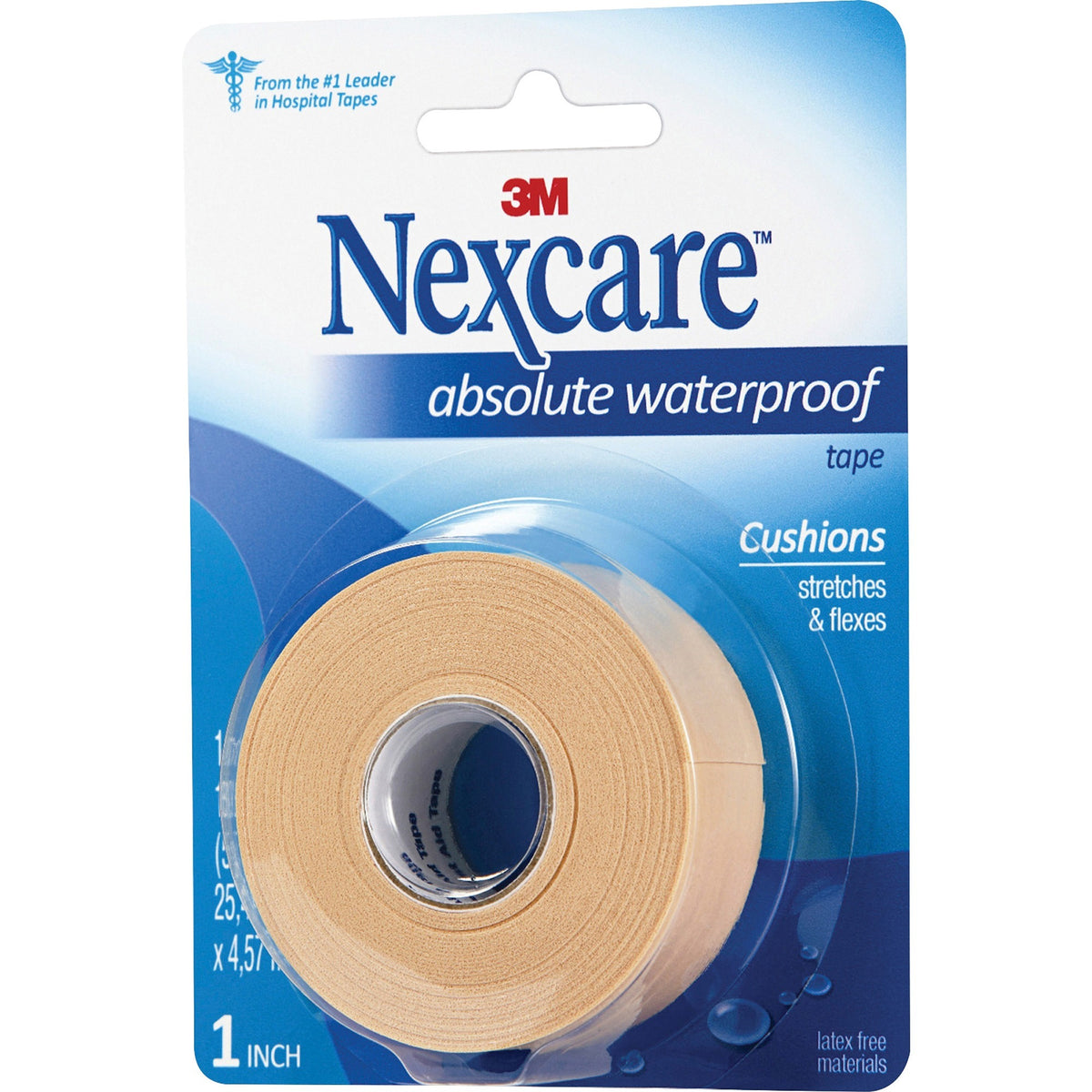 Nexcare Waterproof Tape - 15 ft Length x 1" Width - Aqua - Foam - Dispenser Included - Water Proof - For First Aid - 1 E